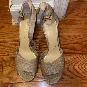 Jessica Simpson silver sparkle heels